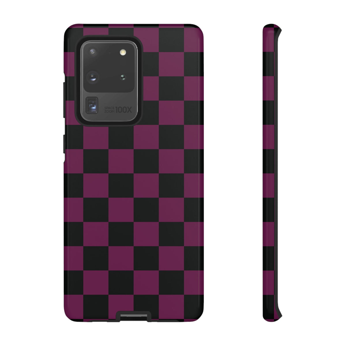 Trendy Plum & Black Checked Pattern Phone Case - Purple Phone Case - Samsung Galaxy S20 Ultra / Glossy