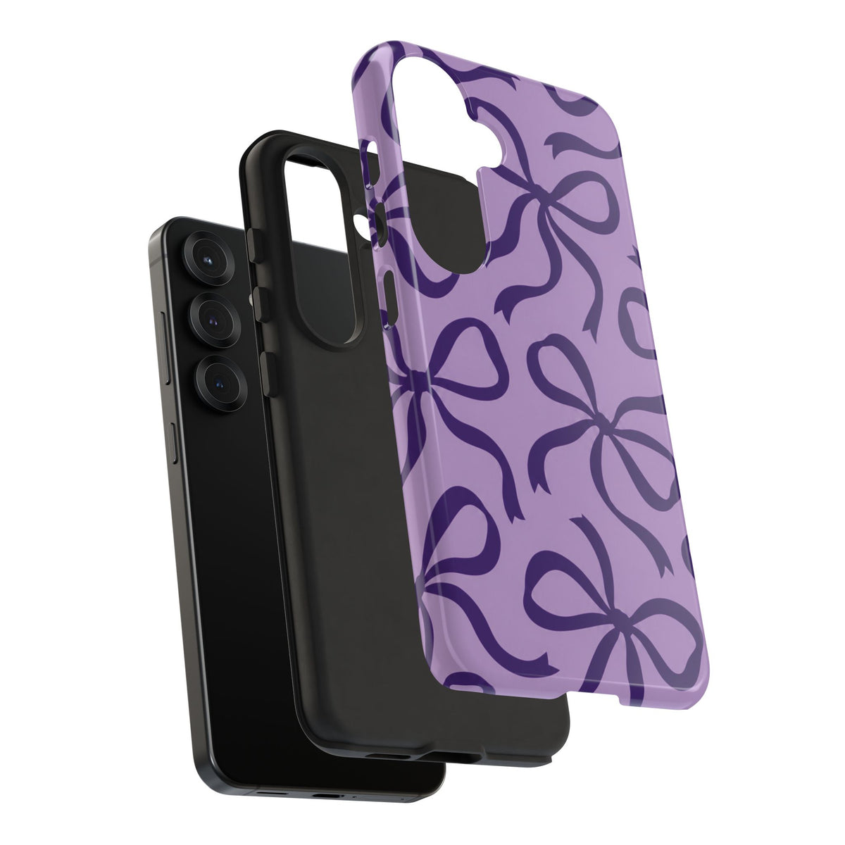 Bold Lilac and Deep Purple Bow Pattern Phone Case