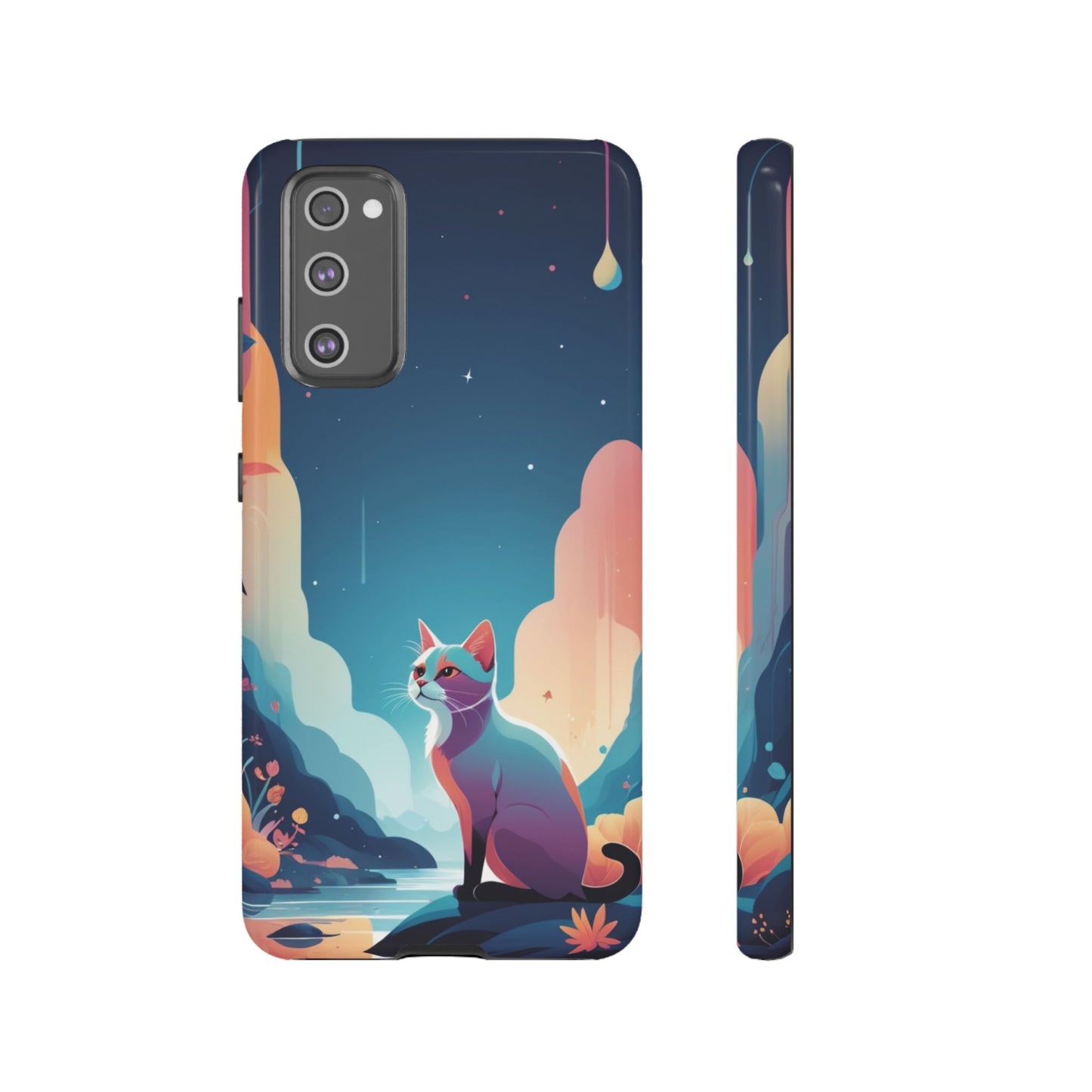 Samsung Galaxy S20 FE / Glossy Phone Case - Stylised Cat Design Phone Case