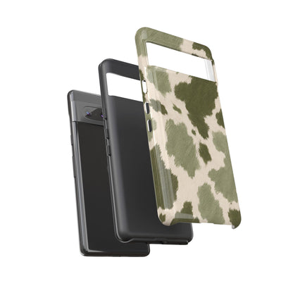 Stylish Olive Green Cow Print Phone Case