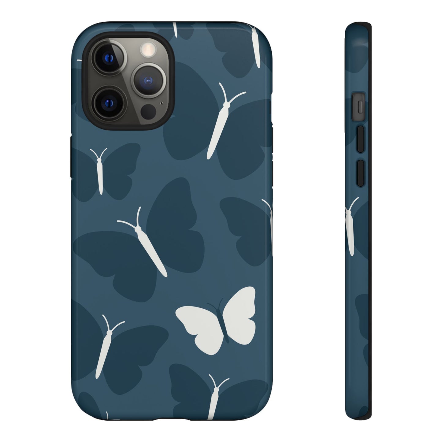 Minimalist Dark Blue Butterfly Pattern Phone Case - Blue Phone Case - iPhone 12 Pro Max / Glossy