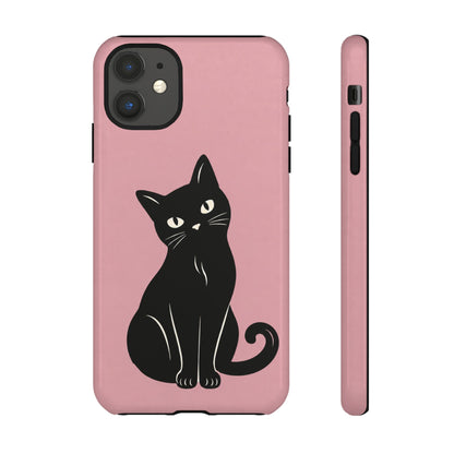 Minimalist Blush Pink & Black Cat Phone Case