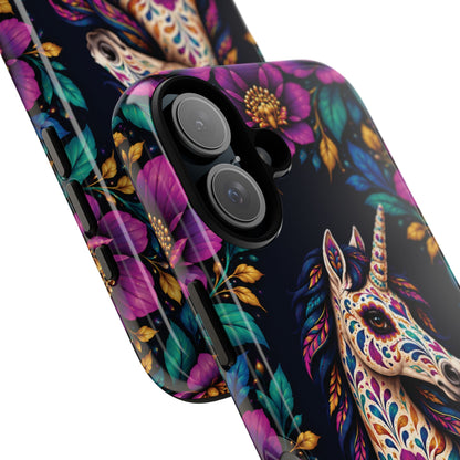 Elegant Purple and Teal Calavera Unicorn Phone Case - Phone Case
