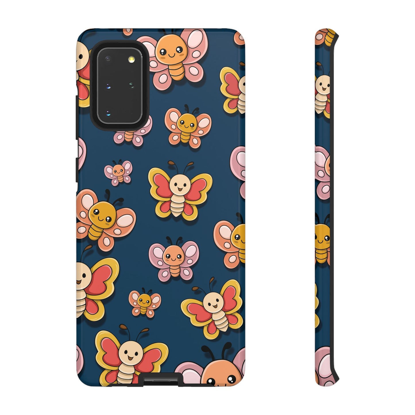 Dark Blue Butterfly Sticker Design Phone Case - Blue Phone Case - Samsung Galaxy S20+ / Glossy