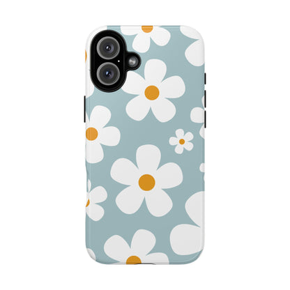 Cute Blue Daisy Pattern Phone Case - Blue Phone Case - iPhone 16 Plus / Glossy