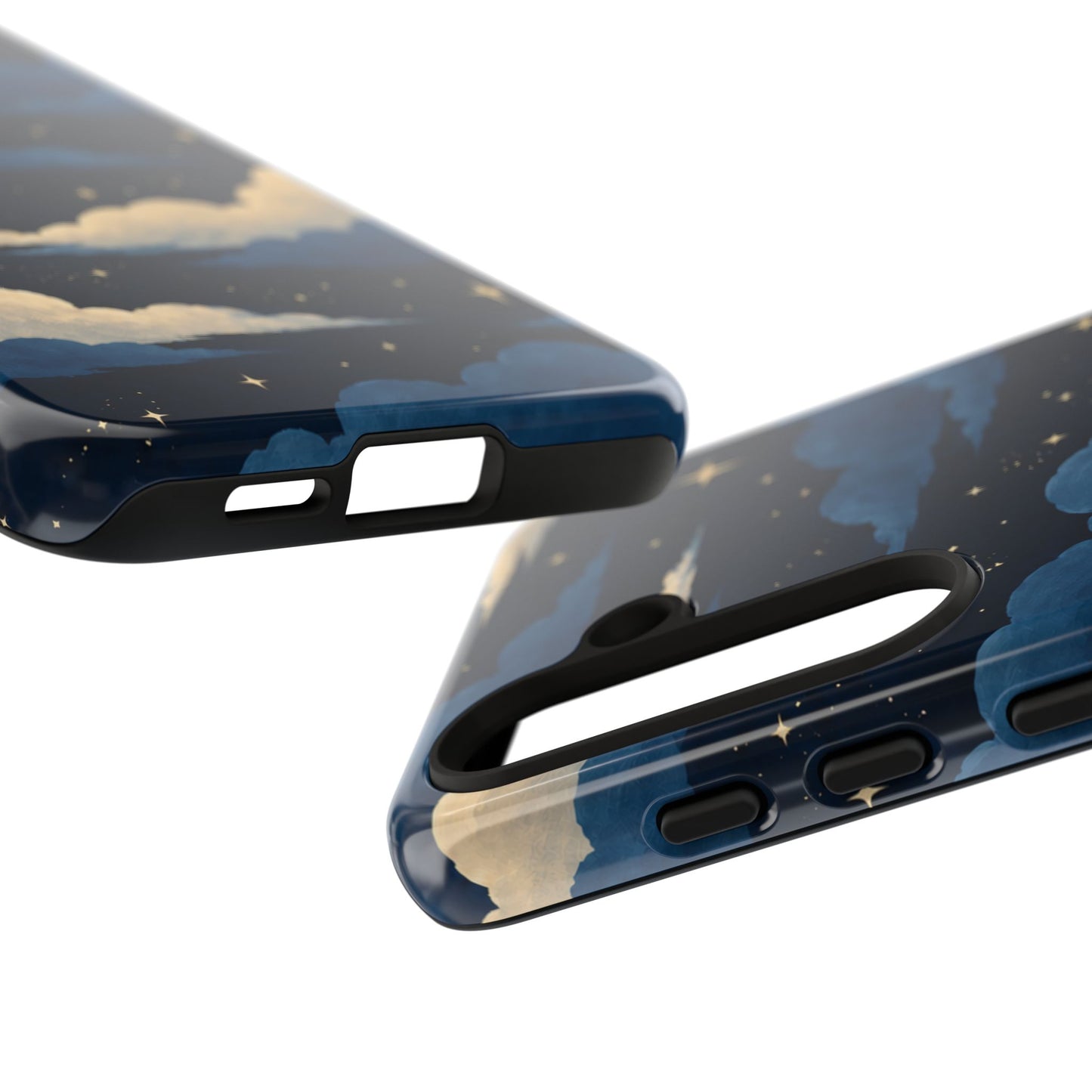 Illustrated Navy Blue Clouds & Stars Phone Case