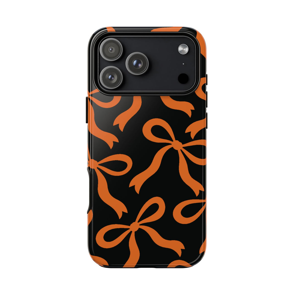 Bold Black and Burnt Orange Bow Pattern Phone Case - Black Phone Case - iPhone 18 Pro Max / Glossy
