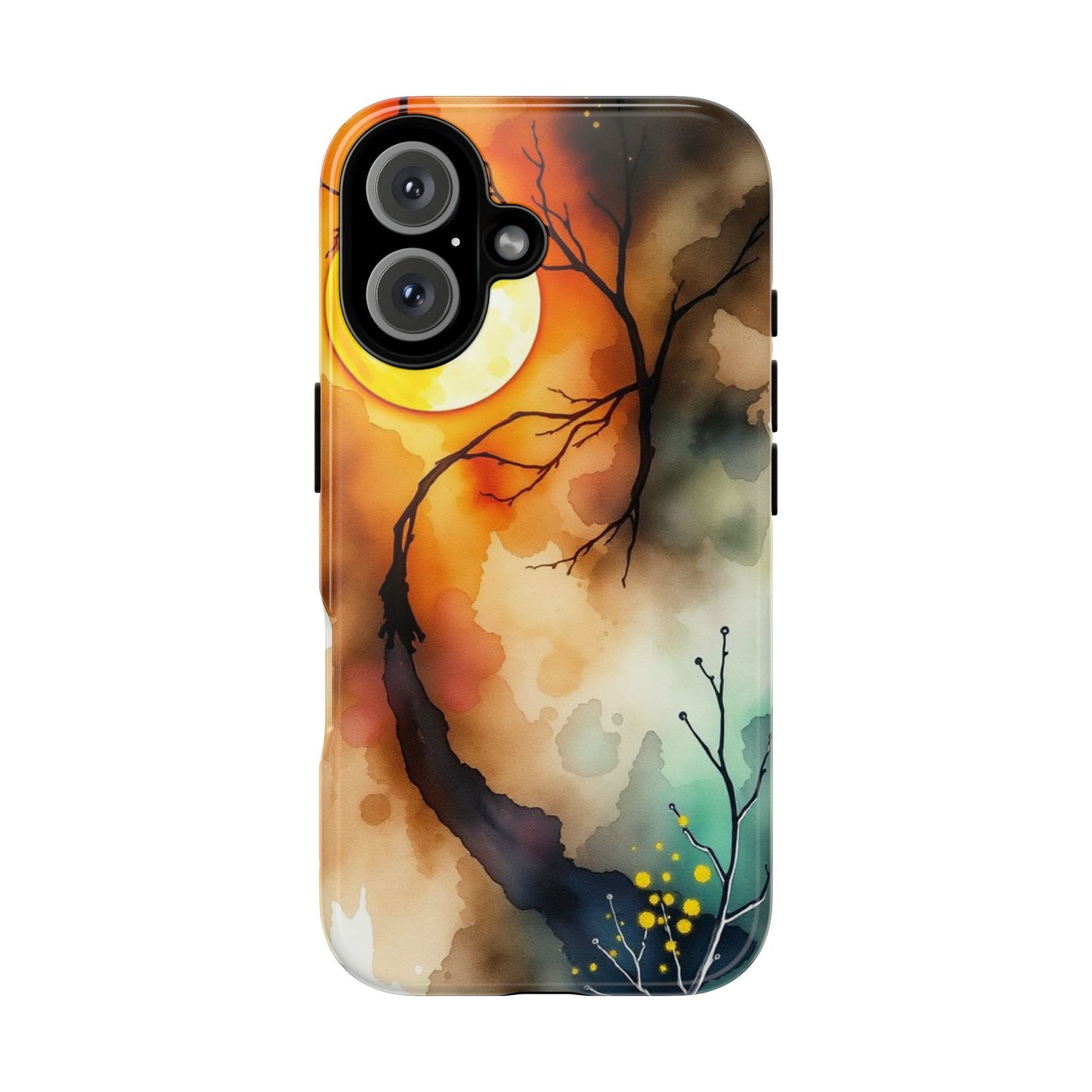 iPhone 16 / Glossy Phone Case - Abstract Watercolour Gothic Scene Phone Case