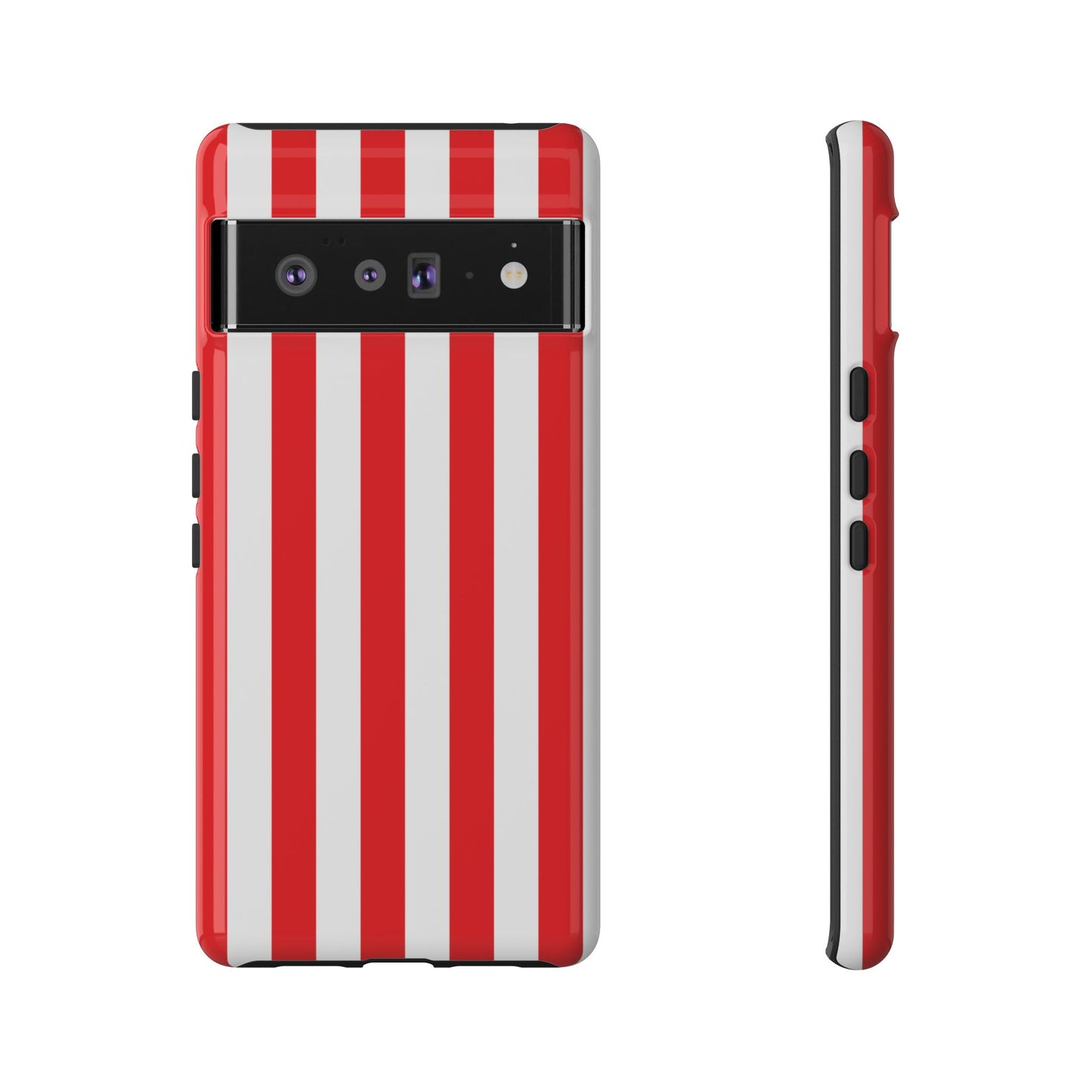 Google Pixel 6 Pro / Glossy Phone Case - Simple Red & White Stripe Pattern Phone Case