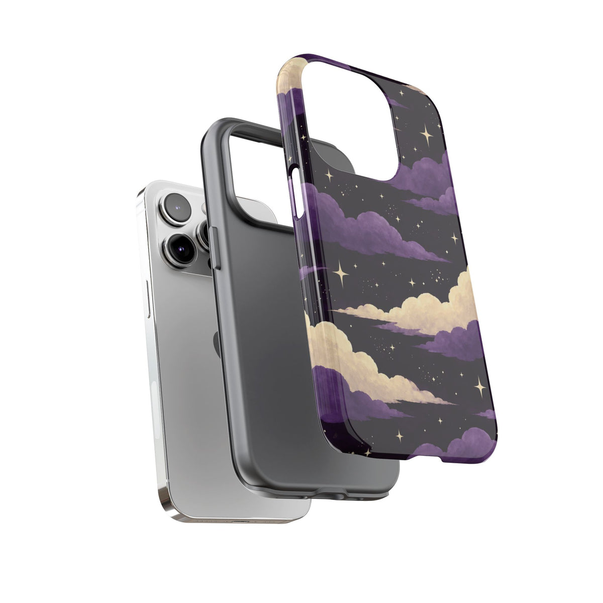 Illustrated Purple Clouds & Stars Phone Case