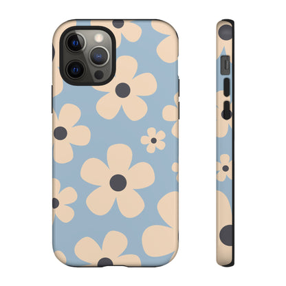 Cute Light Blue & Cream Daisy Pattern Phone Case - Blue Phone Case - iPhone 12 Pro / Glossy