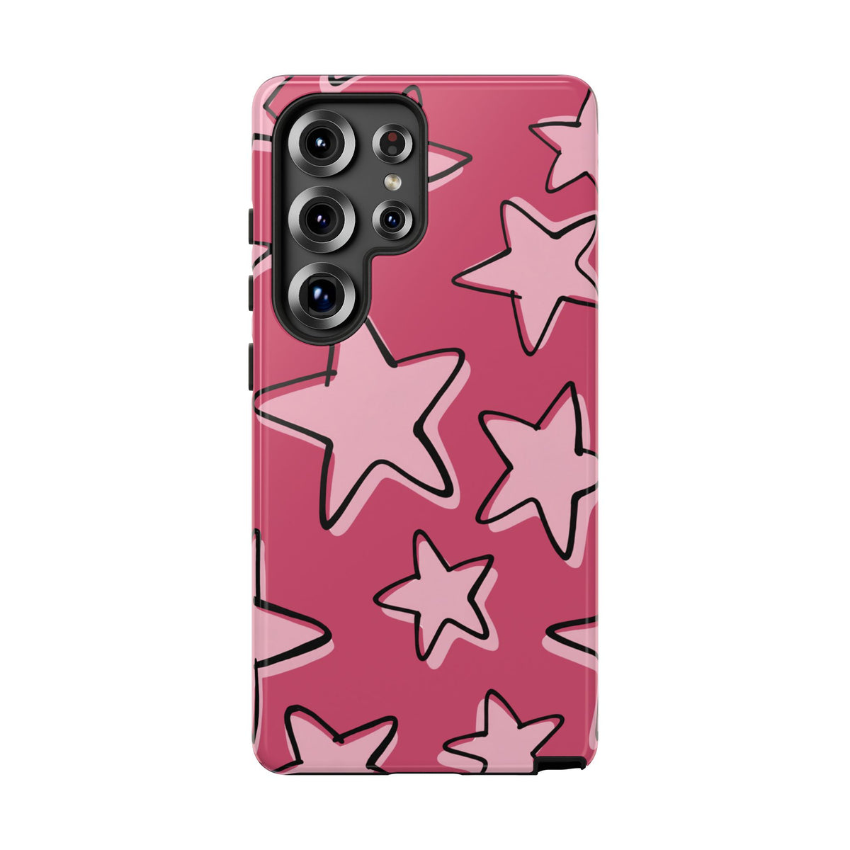Raspberry Pink Doodle Star Phone Case