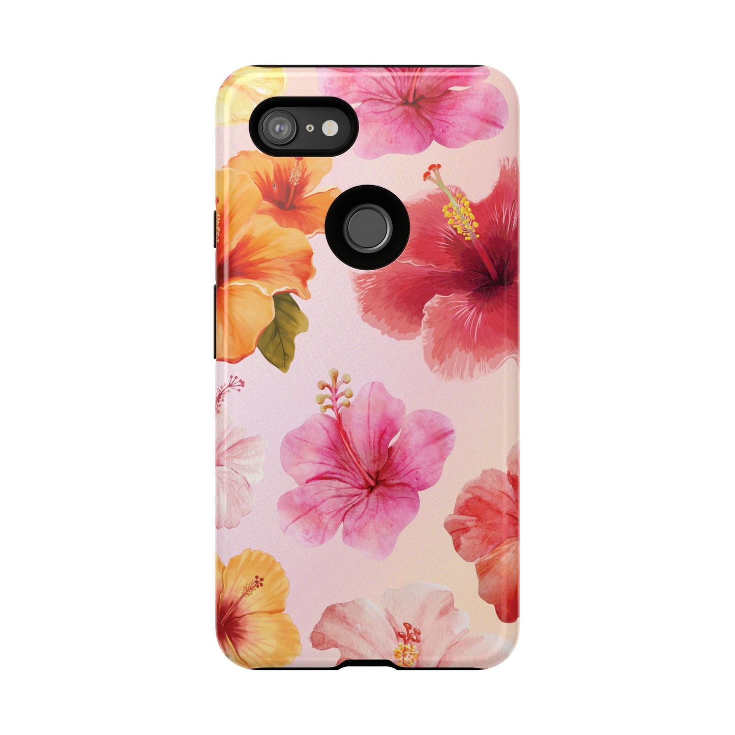 Google Pixel 3 XL / Glossy Phone Case - ’Pink Hibiscus Pattern #2’ Phone Case