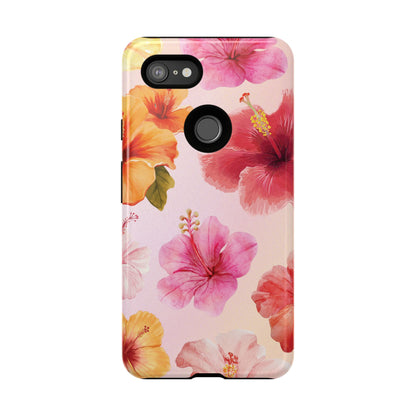 Google Pixel 3 XL / Glossy Phone Case - ’Pink Hibiscus Pattern #2’ Phone Case