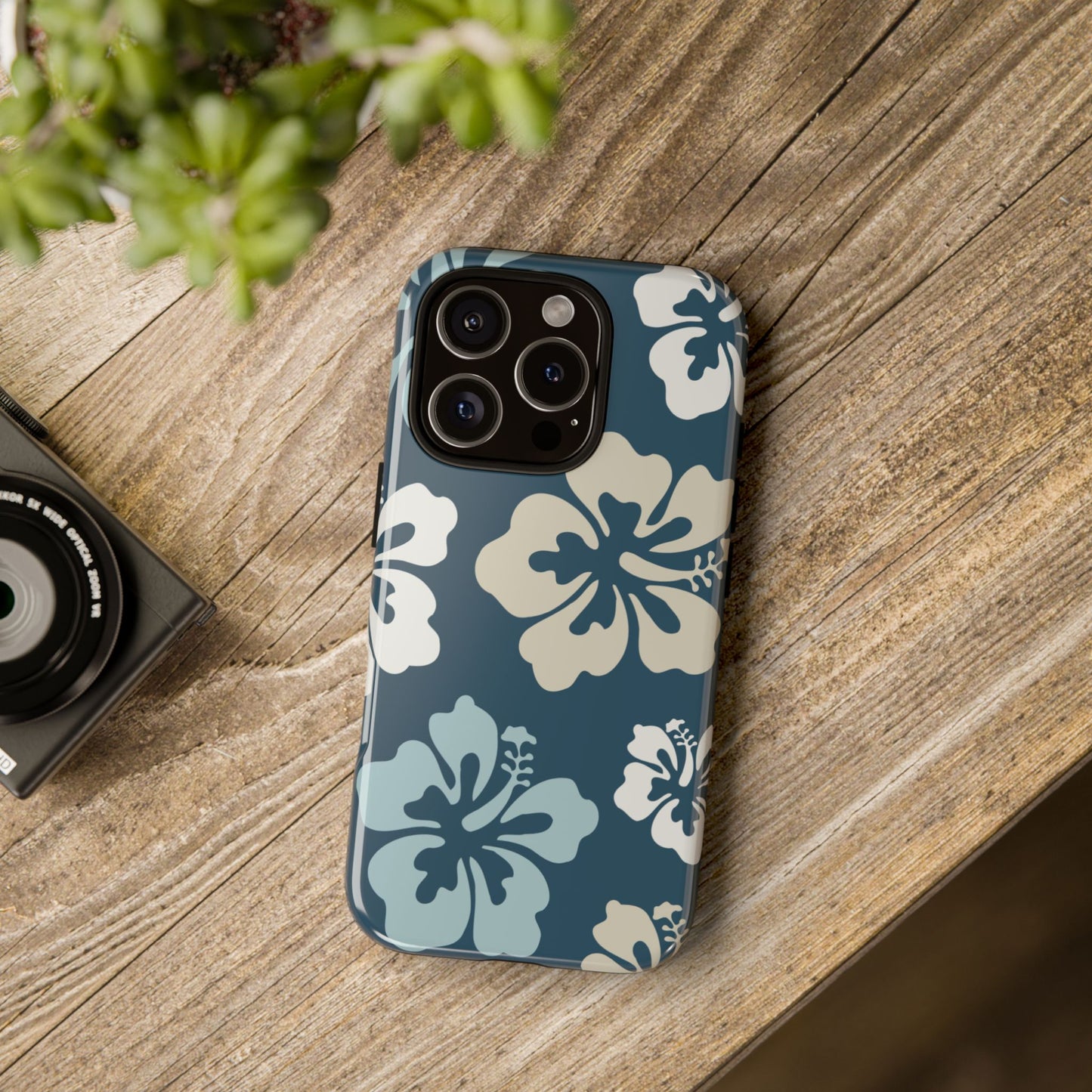 Phone Case - ’Blue Hibiscus Retro Pattern #1’ Phone Case