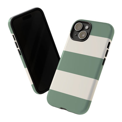 Green & White Horizontal Stripe Pattern Phone Case - Green Phone Case