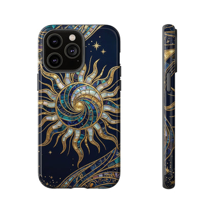 Elegant Navy & Gold Solar Spiral Phone Case