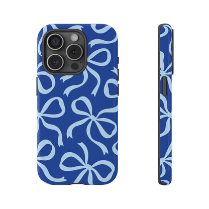Bold Cobalt Blue and Powder Blue Bow Pattern Phone Case