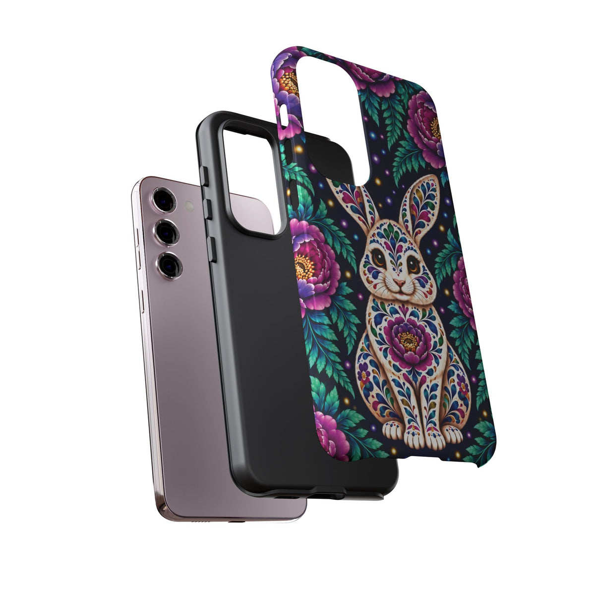 Cute Purple and Teal Calavera Bunny Phone Case - Multicolor Phone Case