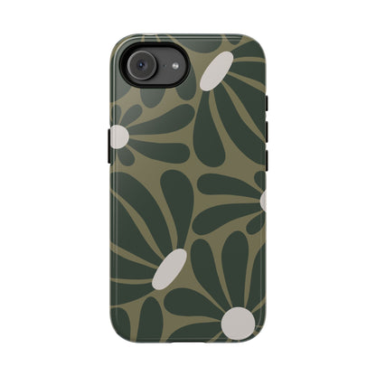Retro Olive Green Daisy Pattern Phone Case - Green Phone Case - iPhone 17e / Glossy