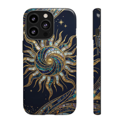 Elegant Navy & Gold Solar Spiral Phone Case