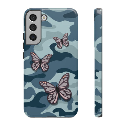 Dark Blue Butterfly Camo Phone Case - Blue Phone Case - Samsung Galaxy S22 Plus / Glossy