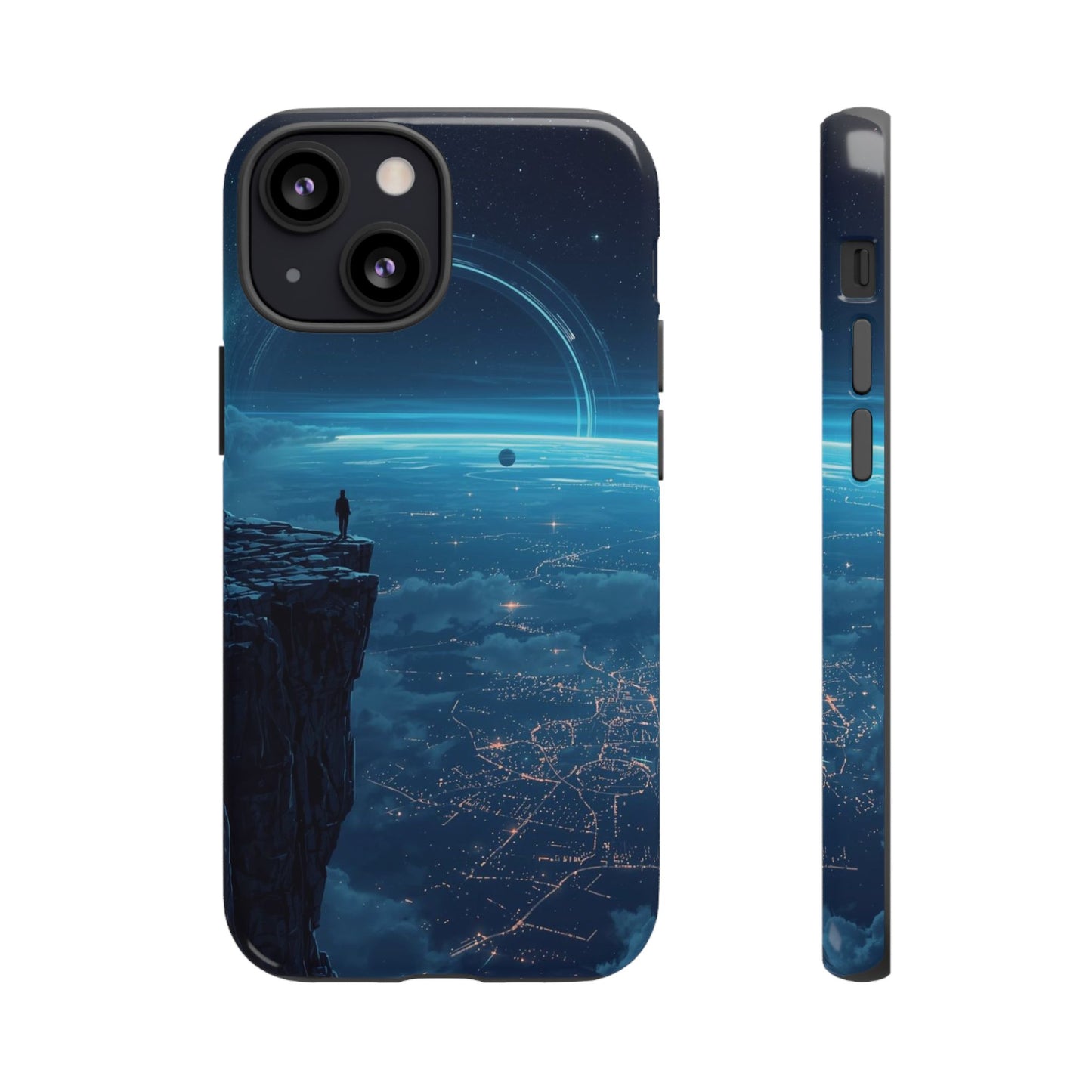 iPhone 13 Mini / Glossy Phone Case - Orbital Ring Horizon Sci-fi Phone Case