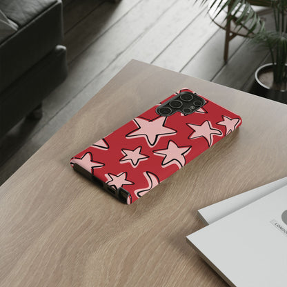 Cherry Red Doodle Star Phone Case
