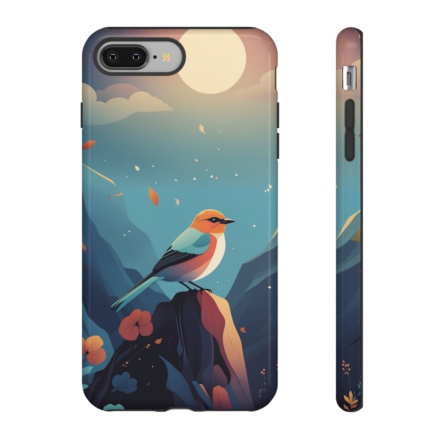 iPhone 8 Plus / Glossy Phone Case - Stylised Bird Design Phone Case