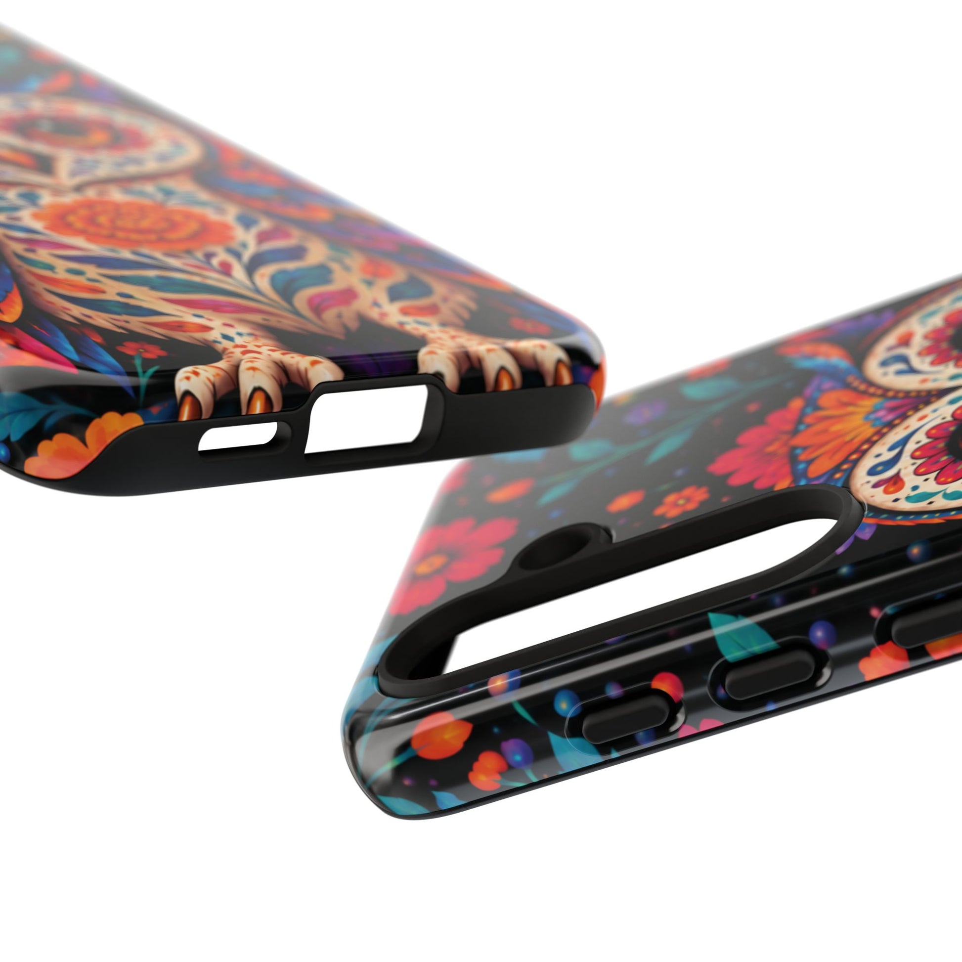 Vibrant Orange and Turquoise Calavera Owl Phone Case - Multicolor Phone Case