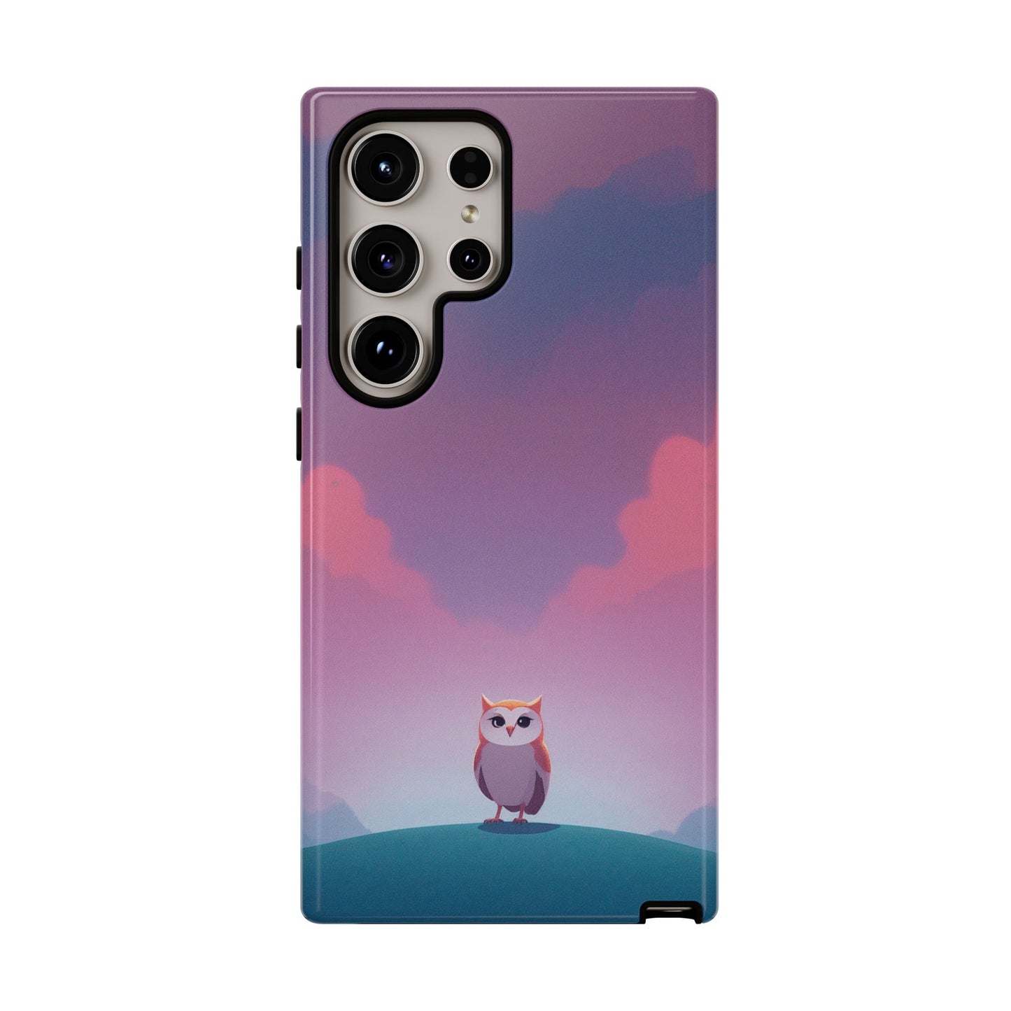 Samsung Galaxy S24 Ultra / Glossy Phone Case - Watercolour Owl & Cloud Design Phone Case