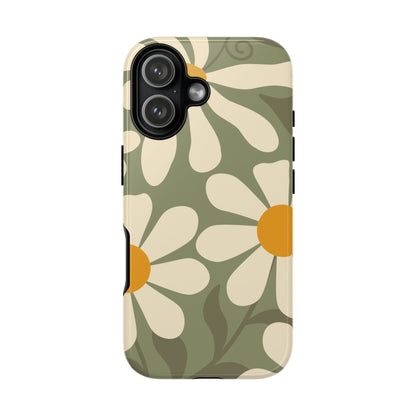 Retro Green Daisy Pattern #2 Phone Case - Green Phone Case - iPhone 17 / Glossy