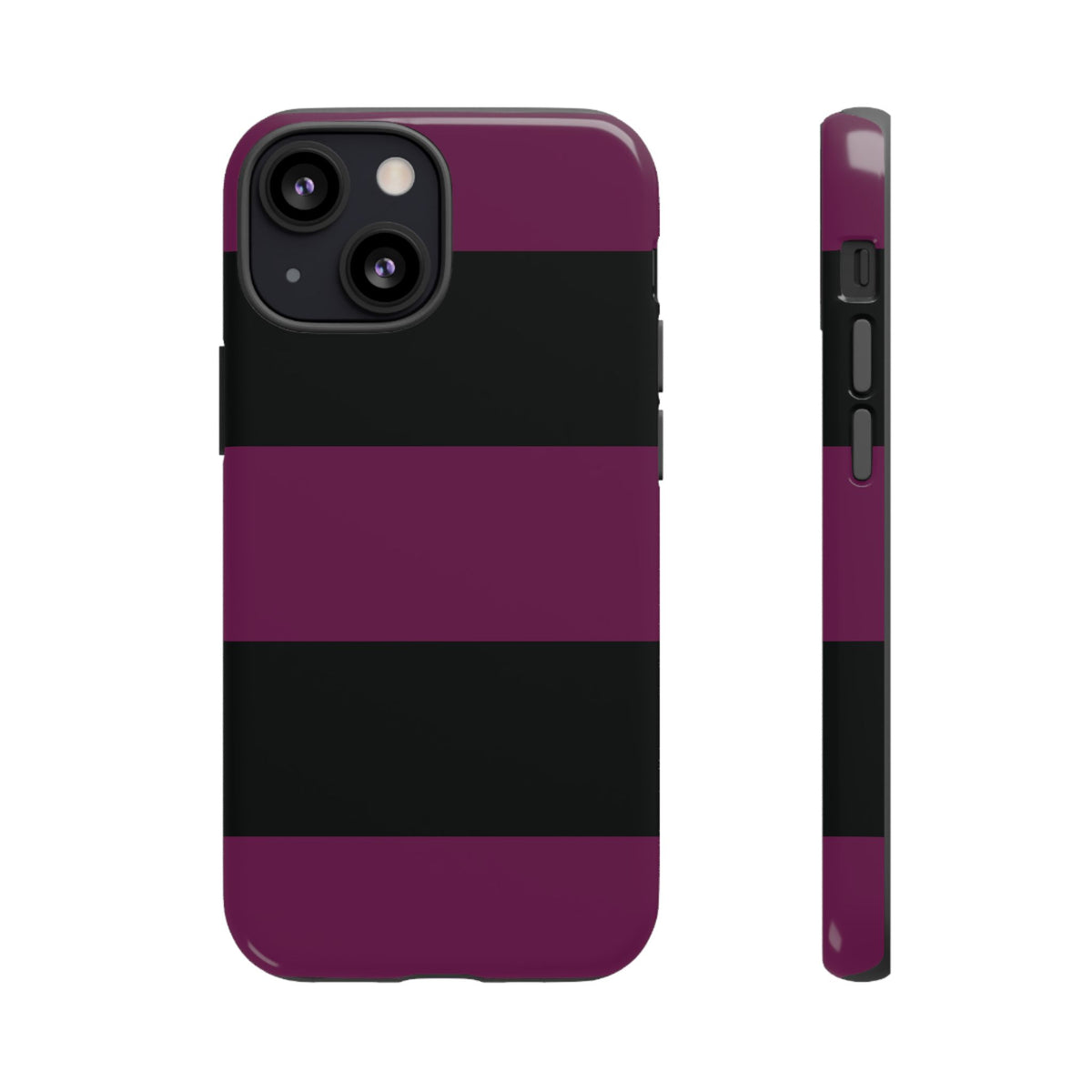 Purple & Black Horizontal Stripe Pattern Phone Case - Purple Phone Case - iPhone 13 Mini / Glossy