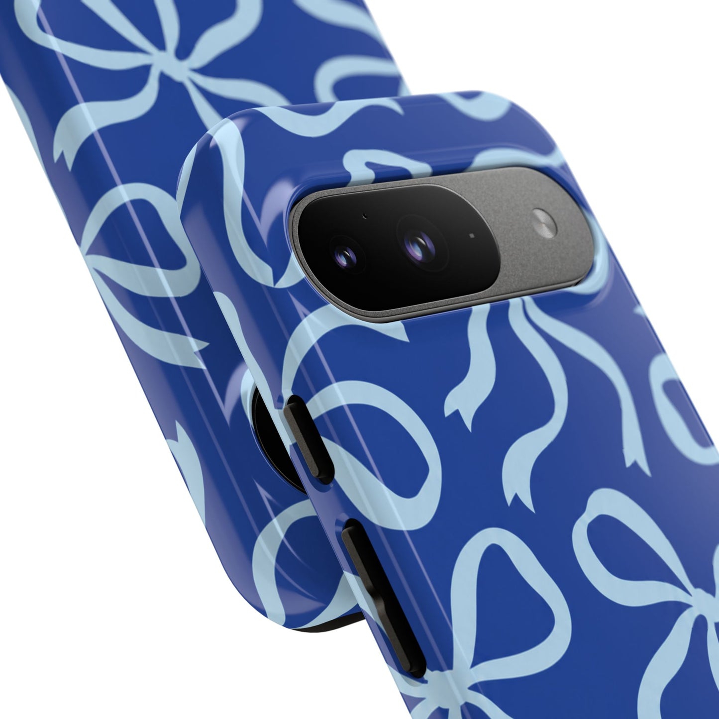 Bold Cobalt Blue and Powder Blue Bow Pattern Phone Case
