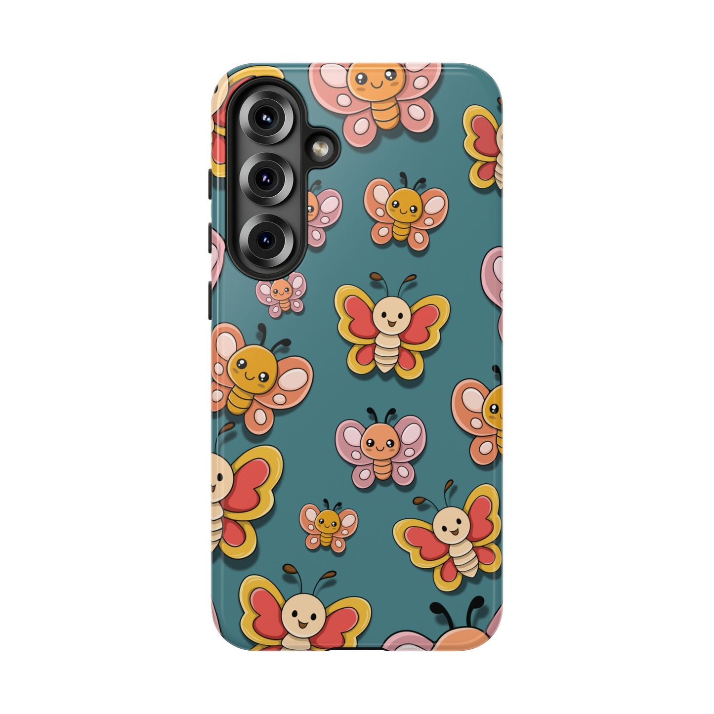 Blue Butterfly Sticker Design Phone Case - Blue Phone Case - Samsung Galaxy S25 Plus / Glossy