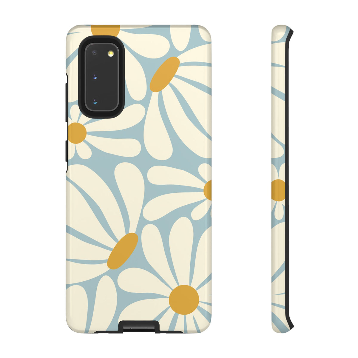 Retro Light Blue Daisy Pattern Phone Case - Blue Phone Case - Samsung Galaxy S20 / Glossy