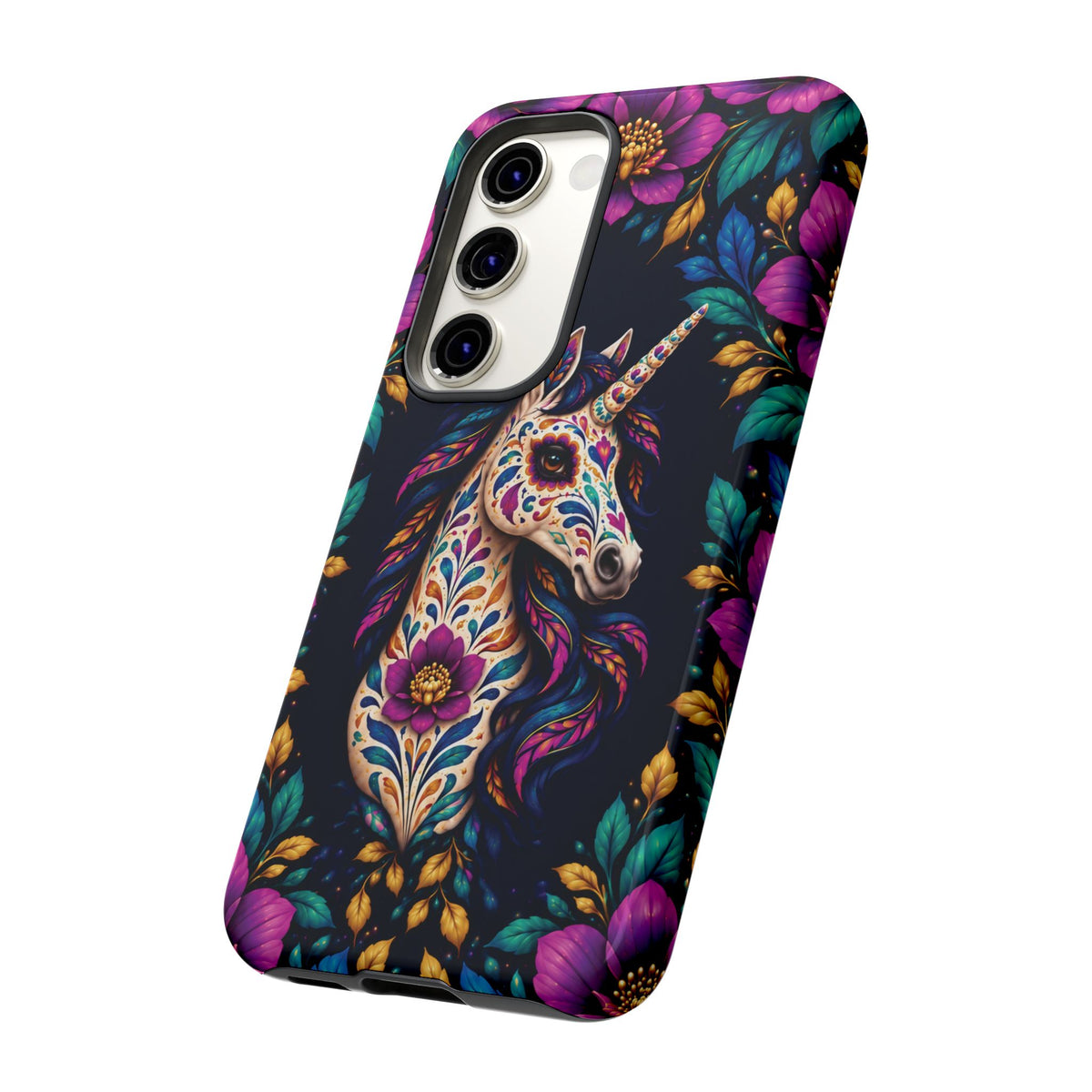 Elegant Purple and Teal Calavera Unicorn Phone Case - Phone Case