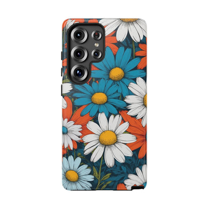 Samsung Galaxy S25 Ultra / Glossy Phone Case - Pop Art Daisies Illustration ’Red & Blue’ Phone Case