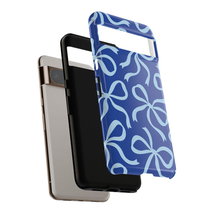 Bold Cobalt Blue and Powder Blue Bow Pattern Phone Case