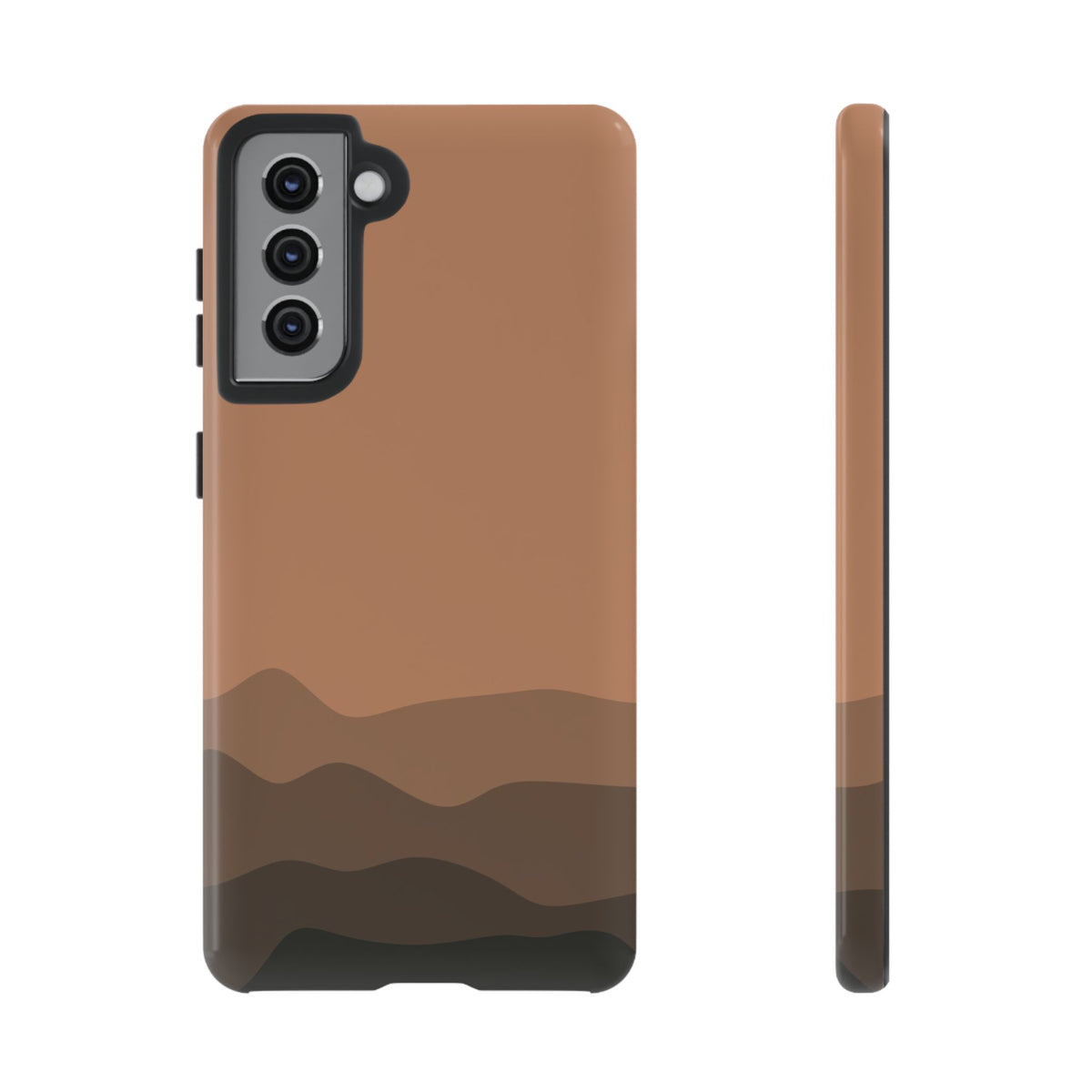Brown Abstract Waves Protective Phone Case - Brown Phone Case - Samsung Galaxy S21 / Glossy