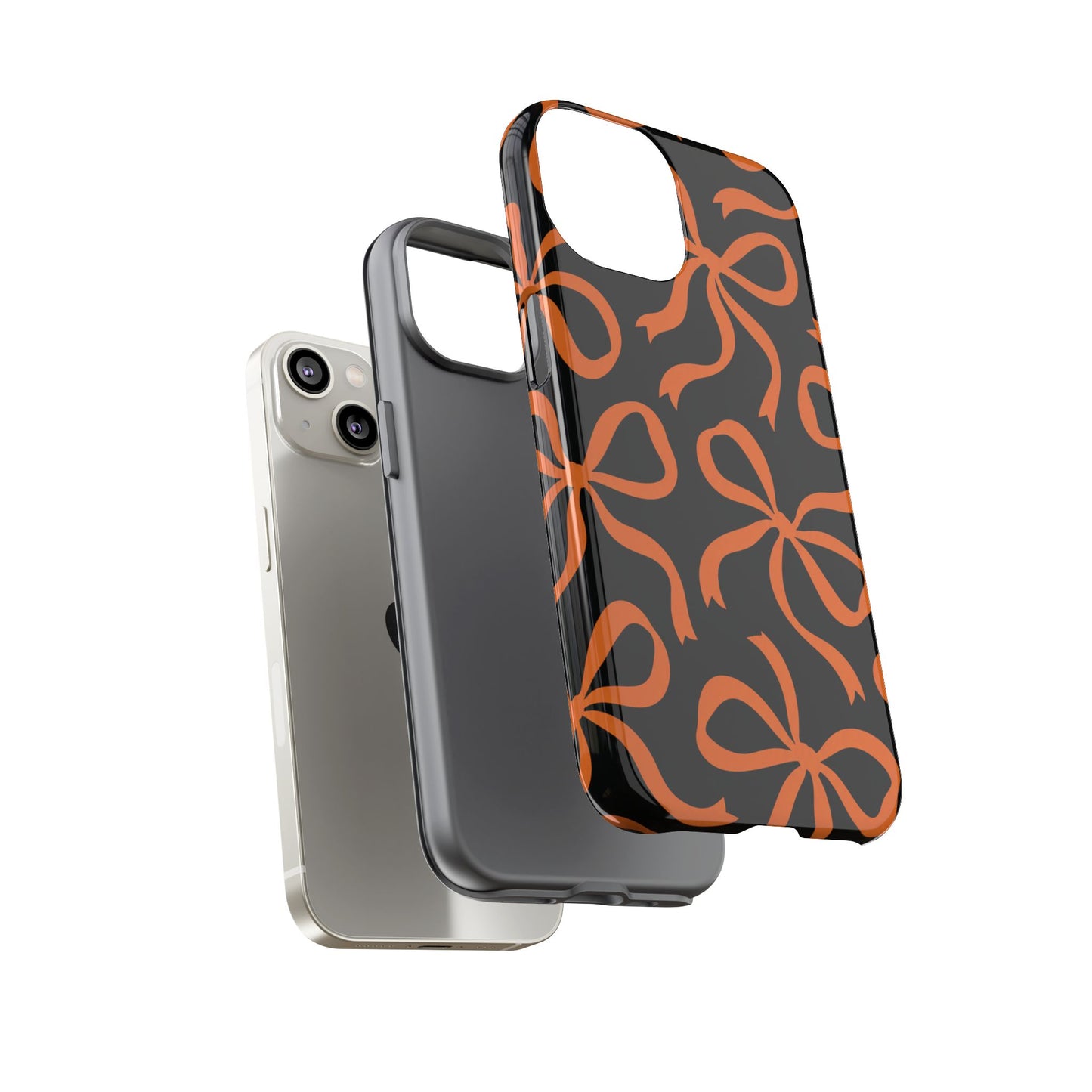 Bold Black and Burnt Orange Bow Pattern Phone Case