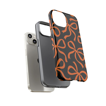 Bold Black and Burnt Orange Bow Pattern Phone Case