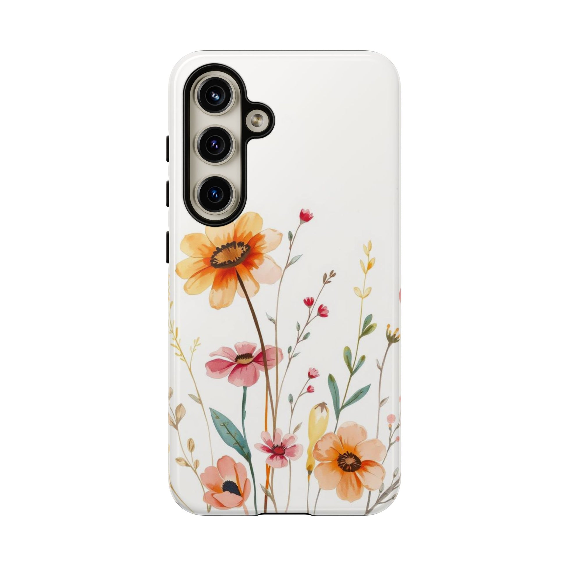 Samsung Galaxy S24 / Glossy Phone Case - Boho Chic Watercolour Wild Blooms Pattern Phone Case
