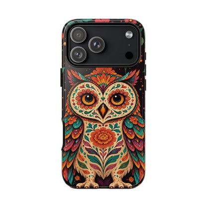 Vibrant Terracotta and Teal Calavera Owl Phone Case - Multicolor Phone Case - iPhone 17 Pro Max / Glossy