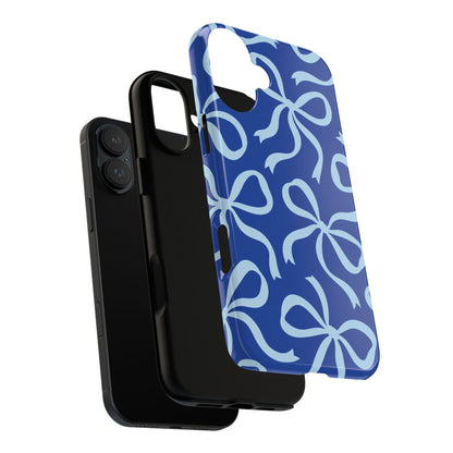 Bold Cobalt Blue and Powder Blue Bow Pattern Phone Case
