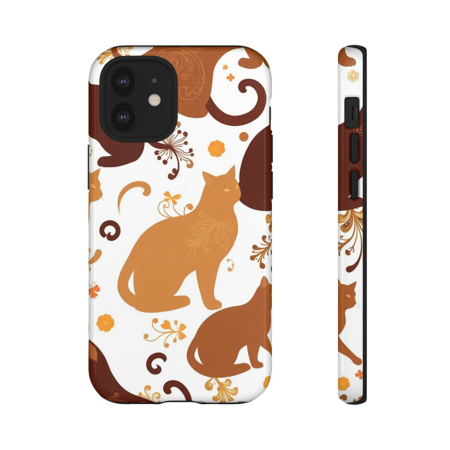 iPhone 12 Mini / Glossy Phone Case - Abstract Cat Pattern Phone Case