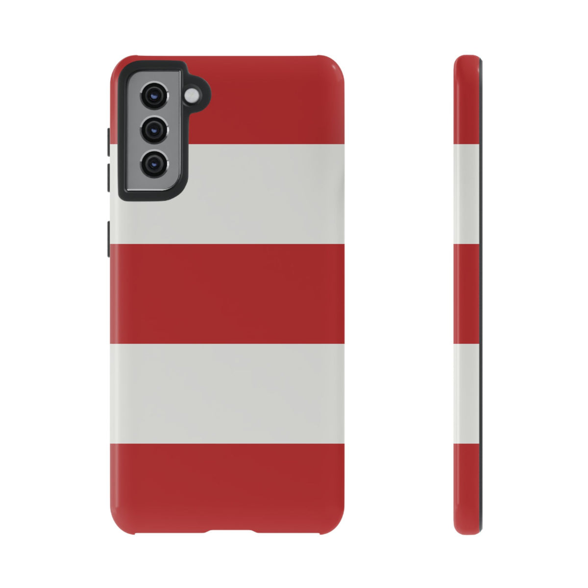 Red & White Horizontal Stripe Pattern Phone Case - Red Phone Case - Samsung Galaxy S21 Plus / Glossy