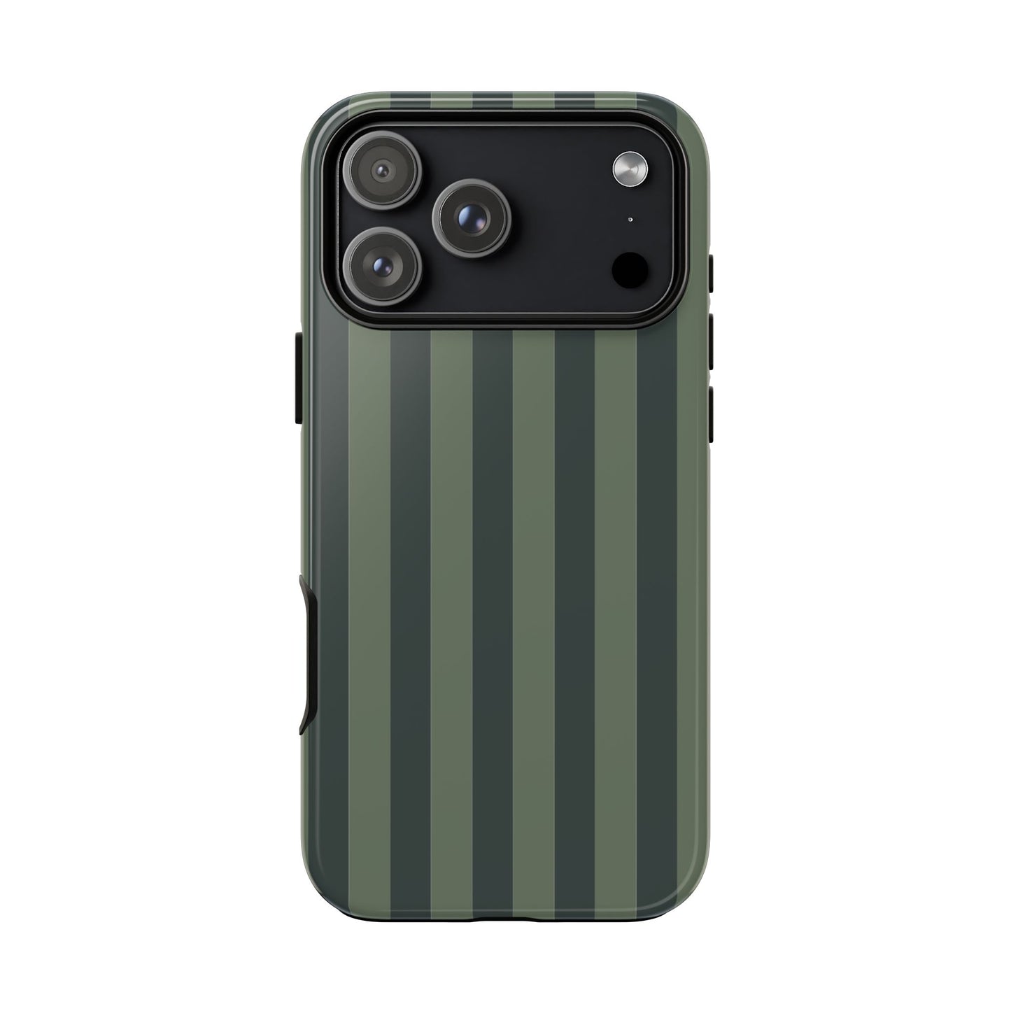iPhone 17 Pro Max / Glossy Phone Case - ’Dark Green Stripe Pattern’ Phone Case