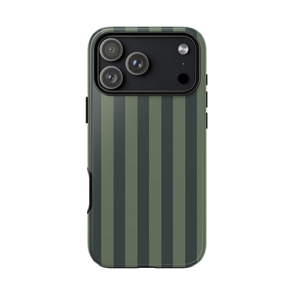 iPhone 17 Pro Max / Glossy Phone Case - ’Dark Green Stripe Pattern’ Phone Case
