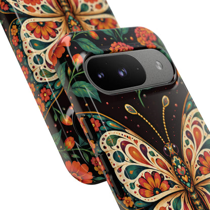 Vibrant Terracotta and Teal Calavera Butterfly Phone Case - Multicolor Phone Case